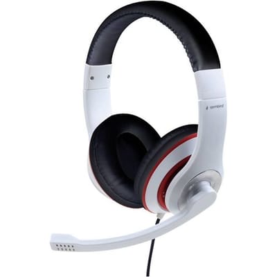 Gembird Over Ear headset Kabel Stereo Wit, Zwart, Rood Volumeregeling, Headset Mobiele telefoon