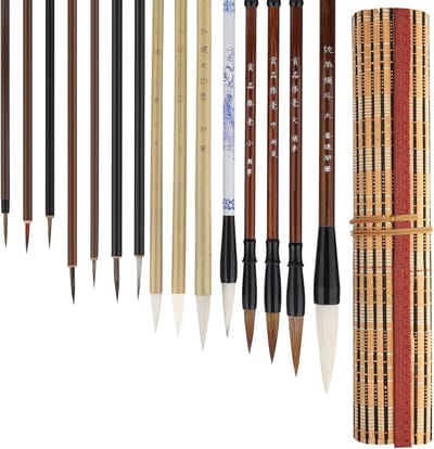 Set van 15 Chinese Kalligrafiepenselen, Gemengde Maten Japanse Sumi Schrijfpenselen Tekenpenselen voor Beginners