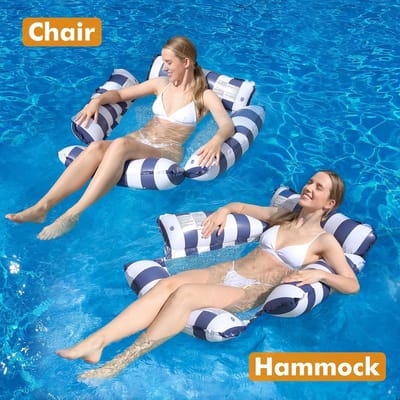 Thijox - Opblaasbare Zwembad Hangmat voor Volwassenen, 4-in-1 Drijvende Zwembadstoel met Net, Comfortabel Luchtbed voor Strand, Meer en Zomervakantie,