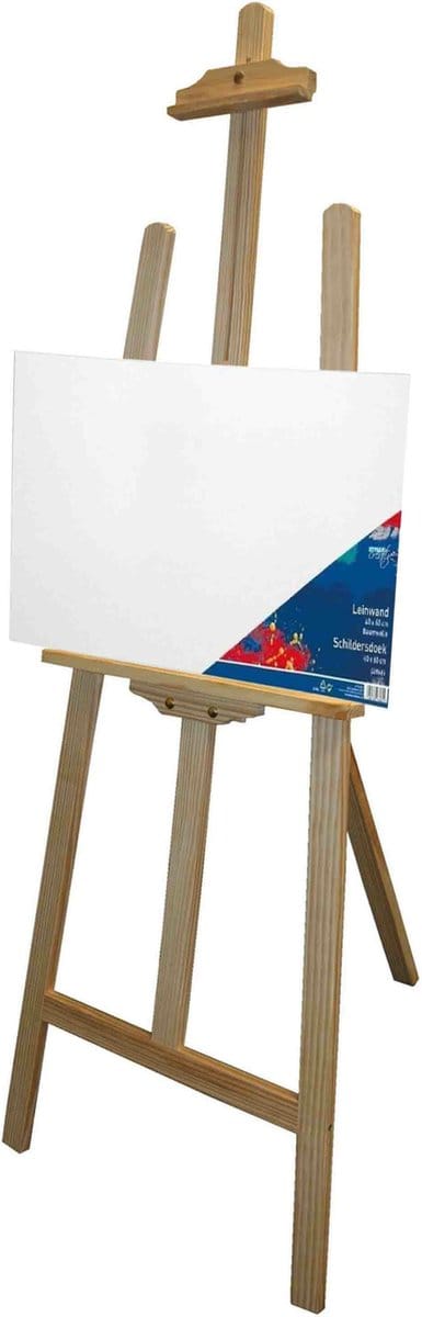 Benson houten schildersezel 140 cm met 2x canvas doeken 40 x 60 cm - Schilderijen maken