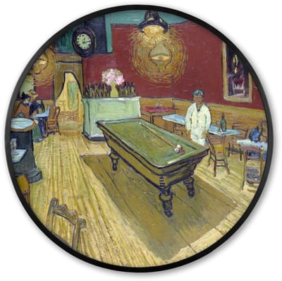 Poster in lijst Rond - Fotolijst 60x60 cm - Posters - Het Nachtcafé - Vincent van Gogh - Ronde posterlijst zwart - Decoratie - Wanddecoratie woonkamer - Muurdecoratie slaapkamer