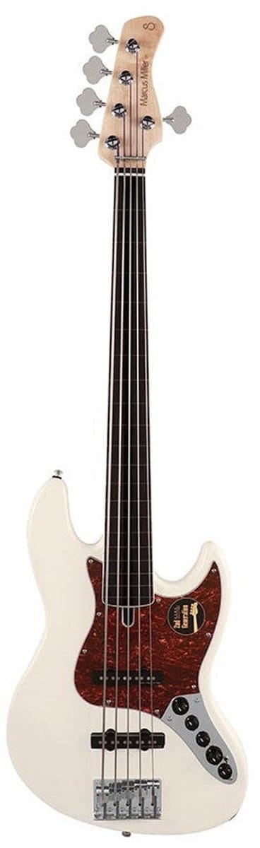 Sire V7+ A5F/AWH Marcus Miller 2nd Gen fretless 5-snarige basgitaar Antique White