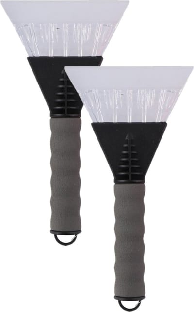 2x stuks Autoraam ijskrabbers met breed vlak van 13 cm grijs - Met soft-grip handvat - Totaal 26 cm lang - Winter