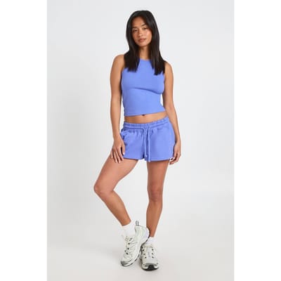 boohoo Dames Petite Racertop En Sweat Short Set | Korenblauw | Maat: Large