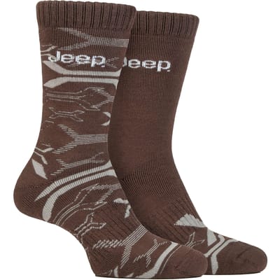 Heren Bamboe Werkboot Sokken | Jeep | Zachte en Ademend Dikke Zware Kussensokken, Gebreide Ribbelstijl Wandelsokken - Khaki / Steen