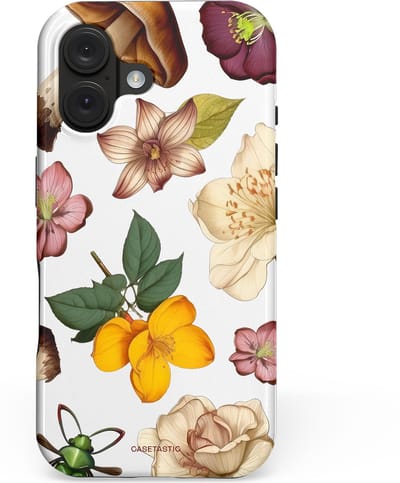 Casetastic hoesje geschikt voor Apple iPhone 16 - MagSafe - Dubbellaagse bescherming - Betovering in het bos - Fashion Case - Wit Taupe Donkergroen Perzik