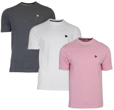 3-Pack Donnay - T-shirt (Vince) - Sportshirt - Heren - Charcoal/White/Candy Pink (773) - maat S