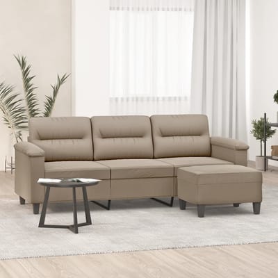 vidaXL - Driezitsbank - met - voetenbank - 180 - cm - microvezelstof - taupe