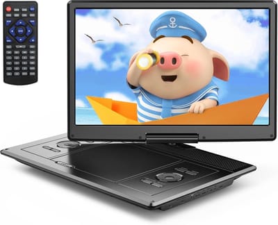 QPFO® Draagbare dvd speler - 17.5 inch - Groot hd draaibaar scherm 15.5 inch - 4 tot 6 uur speeltijd - Usb sd kaart ondersteuning - Geheugenfunctie