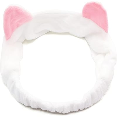 Bandeau Super Doux Oreilles de Chat pour Femmes, Attache Cheveux pour Lavage du Visage, Accessoire Cheveux Mignon Oreilles de Chat pour le Sport et le Maquillage blanc