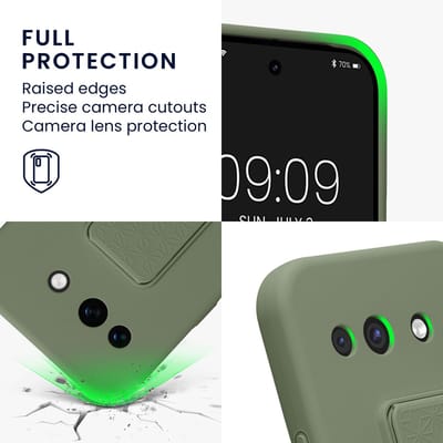kwmobile back cover voor smartphone - geschikt voor Google Pixel 10a - 1x beschermhoesje van kunststof - In grijsgroen
