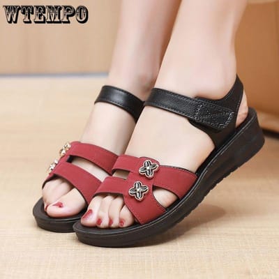 Damessandalen Zomer Buiten Zachte Zool Ademend Moederschoenen Schuin met Antislip Zwangerschapsschoenen Hoogwaardige Comfortabele Draagbare Sandalen 40 rood
