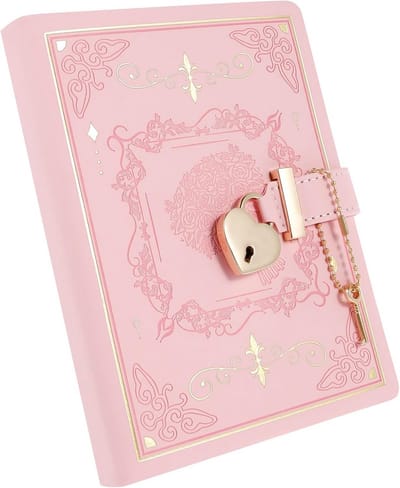 Dagboek met slot - Notitieboek afsluitbaar - Persoonlijke notities - Hartvormig slot - 18 x 135 cm - Roze