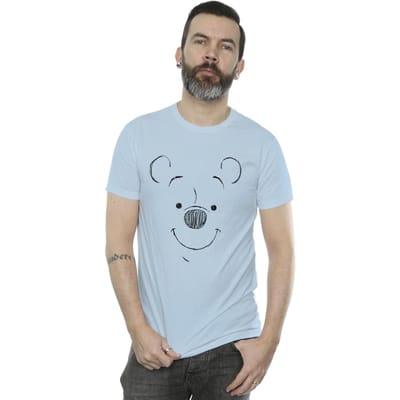 Disney Heren Winnie De Poeh Winnie De Poeh Gezicht T-Shirt (Babyblauw)