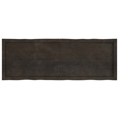 vidaXL - Tafelblad - natuurlijke - rand - 140x50x(2-4)cm - eikenhout - donkerbruin