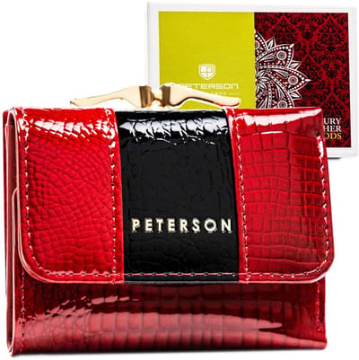 Peterson - Dames Portemonnee - Leer - Croco Patroon - Rood - RFID