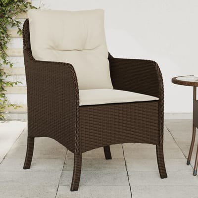 vidaXL - Tuinstoelen - 2 - st - met - kussens - poly - rattan - bruin