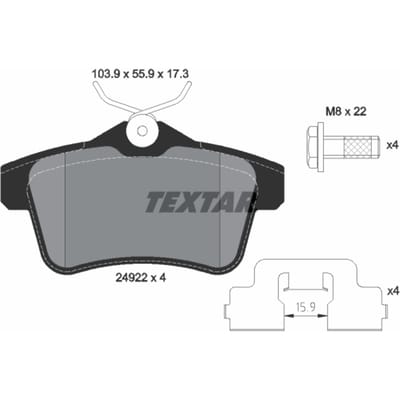 Remblokset TEXTAR 2492201, achter
