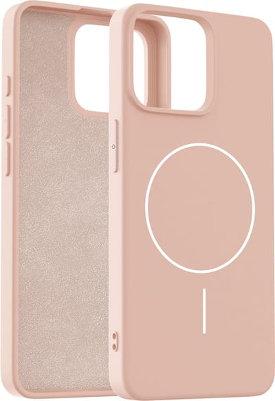 Coverzs Siliconen magneet hoesje geschikt voor Iphone 16 Pro Max (lichtroze)