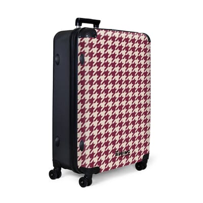 NoBoringSuitcases.com® - Koffer groot - Reiskoffer lichtgewicht - Paars Pied de Poule patroon - Rolkoffer met 4 wielen - Grote trolley XL - 98 liter bagage