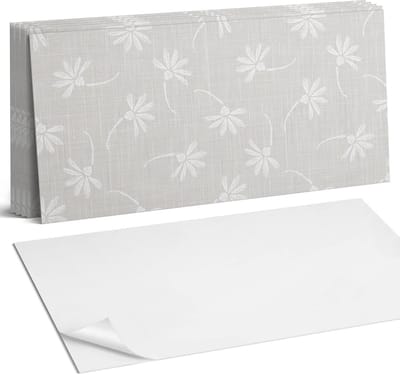 Coloray Plaktegels - Bloemenpatroon op de achtergrond Wandtegel Zelfklevend - 60 cm x 30 cm - Grijs Plaktegels - 6 stuks - Rechthoek PVC Tegels - Plaktegels Keuken - Zelfklevende Vloertegels Badkamer - Vinyl Tegels Zelfklevend - Portugese Tegels