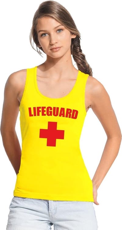 Sexy lifeguard verkleed tanktop geel dames - reddingsbrigade shirt - Verkleedkleding S