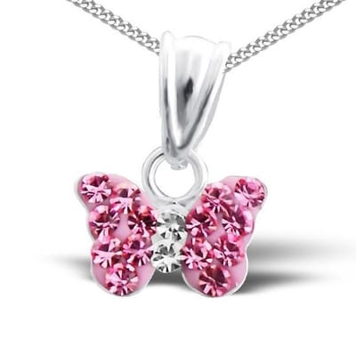 Amanto Kids Ketting Fadia Pink - 925 Zilver - Vlinder - 9x6mm - 38cm