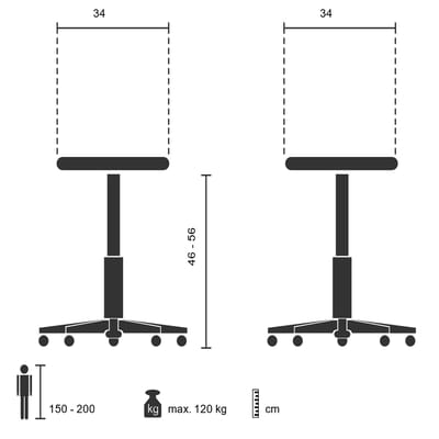 Werkkruk OPERATOR II Kunstleder zwart chroom hjh OFFICE