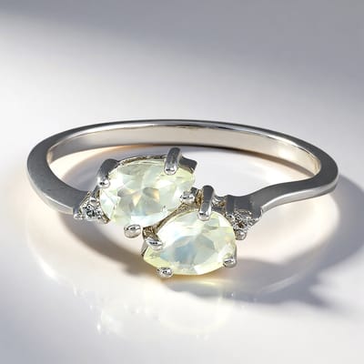 Cavill - Zilveren Ring - 925 Sterling Zilver - 0,66 ct Peervormige Orthoklas & 0,021 ct Witte Topaas - Elegant - Maat 17