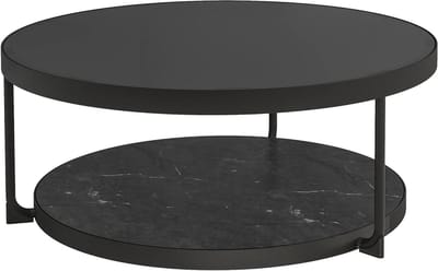 Salontafel Rond - Bijzettafel - Woonkamer Meubel - Ruimtebesparend Ontwerp - 88 centimeter - Antraciet Zwart