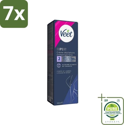 7 x Veet Expert - Ontharingscreme met sheaboter - Lichaam & benen - Alle huidtypes - 100ml - Grootverpakking - Ontharingscrème - Scheercrème - Veet - Ontharen - Benen