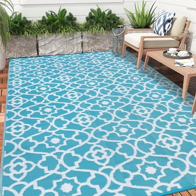 Buitenkleed, 180 x 270cm Grote Omkeerbare RV Kampeermat, Kunststof Stro Kleed UV-Bestendig Tuinkleed, Gerecycled Lichtgewicht Draagbaar Picknick Gebied Kleden voor Veranda Achtertuin