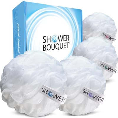 Extra Grote Witte Loofah Badspons – Set van 4 – Ideaal voor Exfoliatie in Douche en Bad