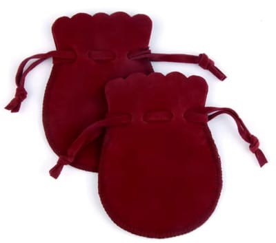 5 LUXE velours / fluwelen zakjes Bordeaux rond S