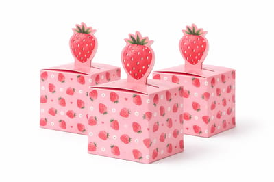 Uitdeeldoosjes Kinderfeestje Aardbei - Traktatie Doosjes - 24 Stuks - 5,3 x 5,3 x 9,6 cm - Cadeaudoosjes