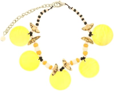 Behave - Schelpenarmband geel - Zomerse strandstijl - 22 cm