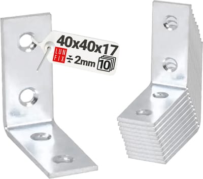 LUN FIX - Stoelhoekconstructiehoek Smalle hoekverbinder - 10 stuks - 90 graden - Houtverbinder - Gathoek 40x40x17x2 mm