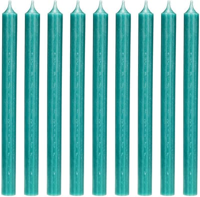 Cactula mooie lange dinerkaarsen 28 cm Turquoise 18 stuks | 10 branduren