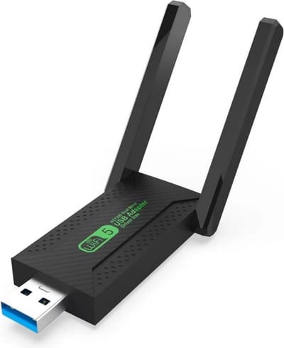 Provium USB WiFI Adapter - 1200Mbps Dongle - 2,4Ghz en 5Ghz Dual Wifi Antenne - USB 3.0 - voor Windows en MacOS - Draadloze verbinding - zwart
