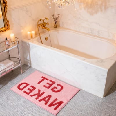 Zachte Badmat in Roze met GET Naked Design, 40 x 60 cm, Absorberend, Antislip en Wasbaar voor Badkamer en Douche