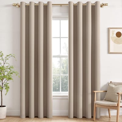 Verduisterende Gordijnen – Thermisch Isolerende Kant-en-klare Gordijnen, Set van 2 Ondoorzichtige Gordijnen met Koudebescherming voor Slaapkamer en Woonkamer, 245x140 CM(HxB), Taupe