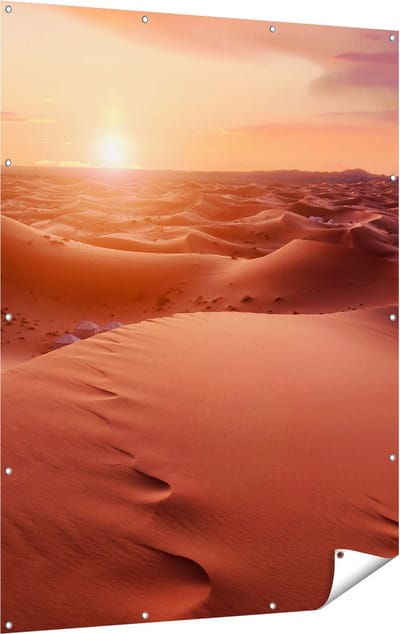 Gards Tuinposter Woestijn in de Sahara bij Zonsondergang - 120x160 cm - Tuindoek - Tuindecoratie - Wanddecoratie buiten - Tuinschilderij