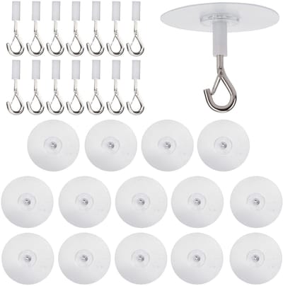 Dailygoods- Plafondhaken Zelfklevend - 15st Voor Zwaar Gebruik - Veiligheidssluiting - Acryl/Roestvrij Staal - Transparant/Zilver - Geschikt Voor Wanddecoratie - Haakjes