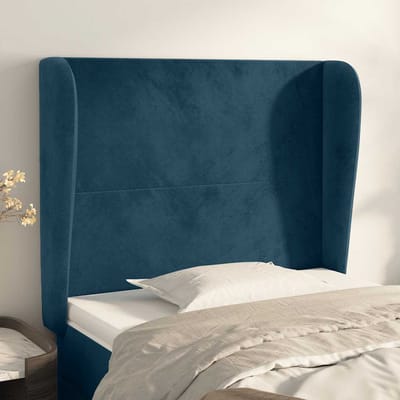 vidaXL - Hoofdbord - met - randen - 93x23x118/128 - cm - fluweel - donkerblauw