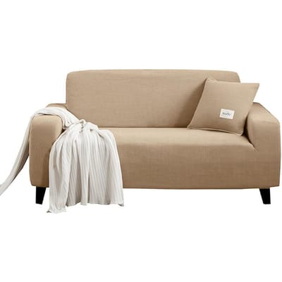 Housse de canapé épaisse et élastique Housse de protection pour salon Pas cher Extensible Polaire Housse de fauteuil 1/2/3/4 places Housses de canapé d'angle 1 Seat Sofa beige
