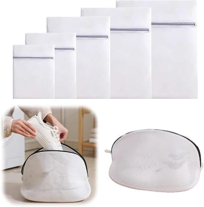 Wasnet Set van 9 Stuks - Herbruikbare Waszakken voor Kleding, Schoenen en Sneakers, Mesh met Drievoudige Dikte