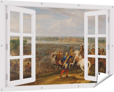 Gards Tuinposter Doorkijk Lodewijk XIV trekt bij Lobith Nederland binnen - Adam Frans van der Meulen - 150x100 cm - Tuindoek - Tuindecoratie - Wanddecoratie buiten - Tuinschilderij