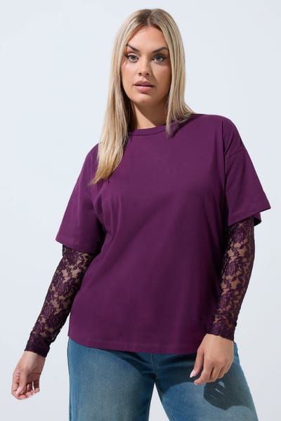 Limited Collection Paarse Top Met Kanten Mouwen Size 42