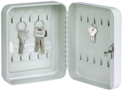 Sleutelkastje - Sleutelbox - Sleutelkast met 20 haken - Key storage box - Metaal - Wit - 16x7x20 cm - Sleutelkluis - Sleutel organizer - Wandmontage - Jonyx
