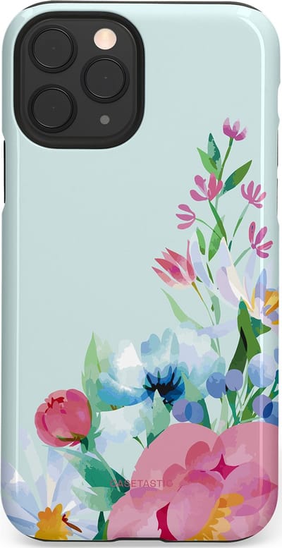 Casetastic hoesje geschikt voor Apple iPhone 11 Pro - Dubbellaagse bescherming - Dagdroom in bloei - Fashion Case - Lichtgrijs Lichtroze